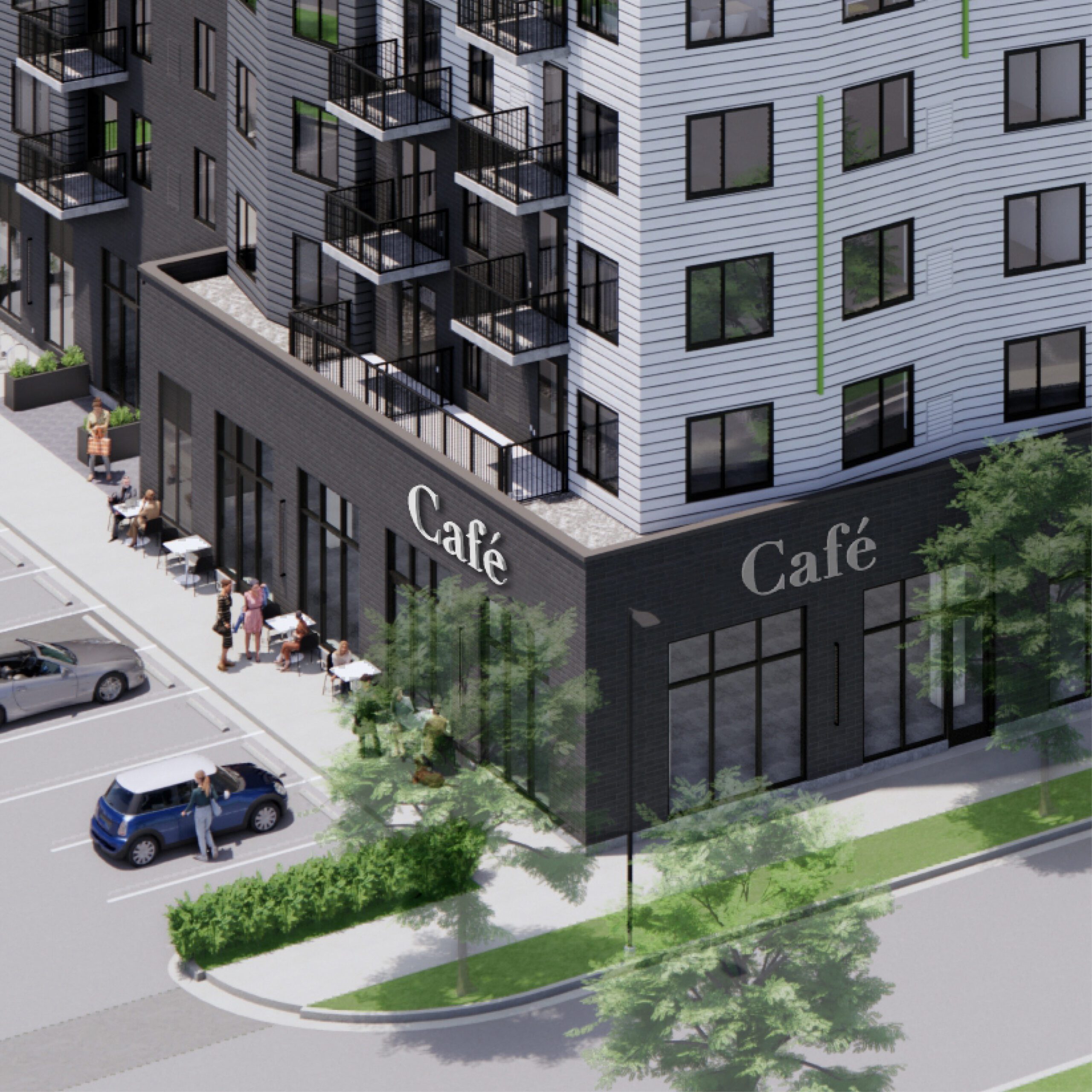 25,000 SF of retail space coming soon! Enjoy your new favorite coffee shop and convenient grocery shopping right at your doorstep.